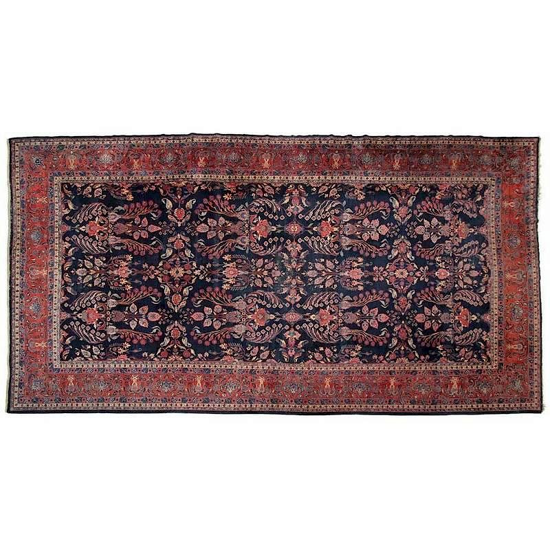 Appraisal: Large Persian Sarouk Carpet circa the navy field with large