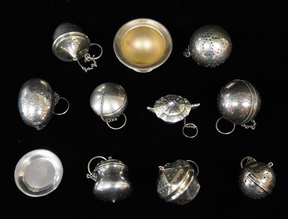 Appraisal: SILVER Ten sterling tea infusers all marked various forms and