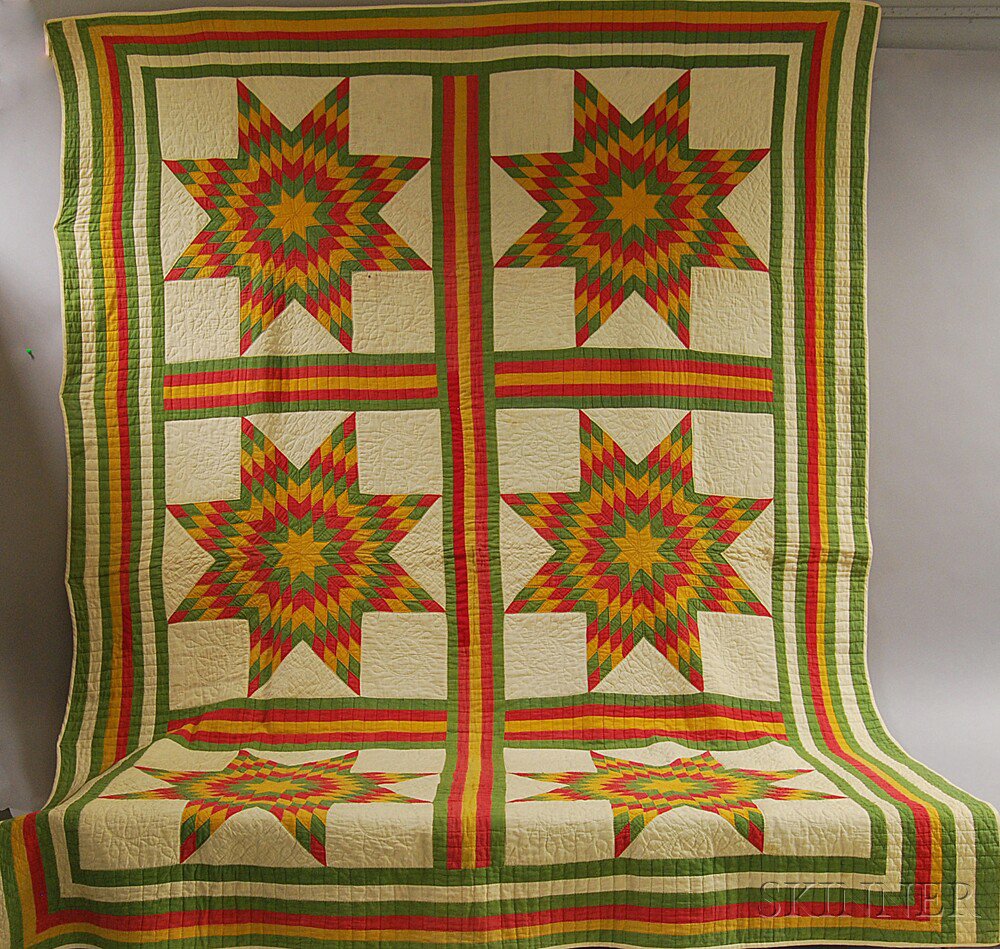 Appraisal: Pieced Cotton Star of Bethlehem Quilt late th early th