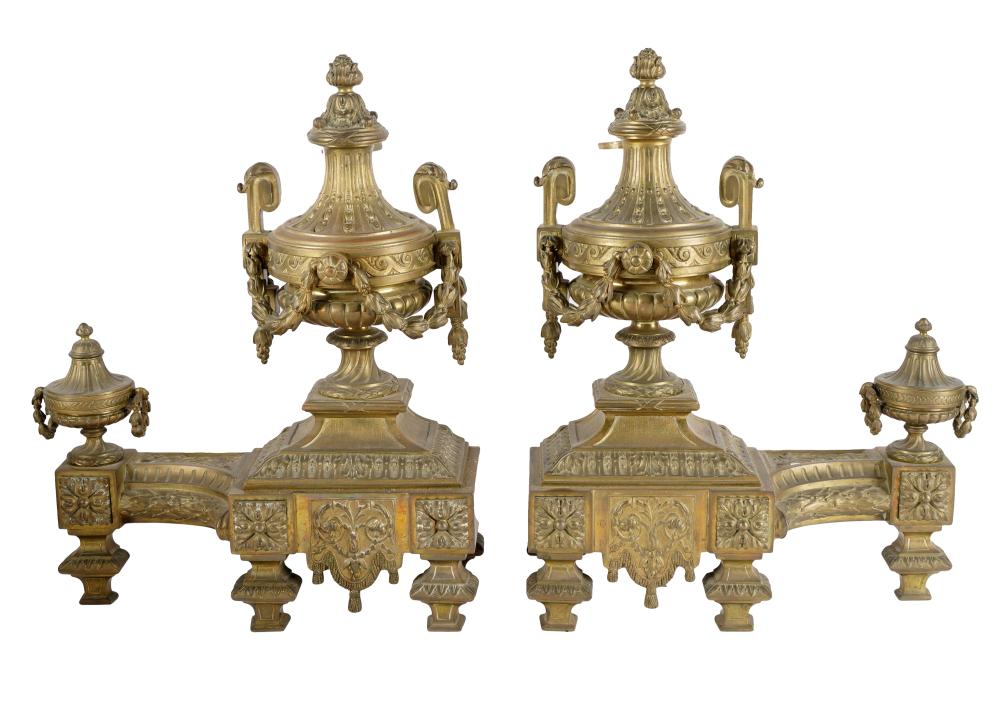 Appraisal: PAIR OF NEOCLASSICAL STYLE GILT METAL CHENETSCondition each with oxidation