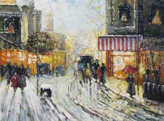 Appraisal: P Stuart French th century French Street Scene oil on