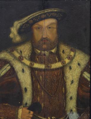 Appraisal: After Hans Holbein Portrait of Henry VIII oil on oak