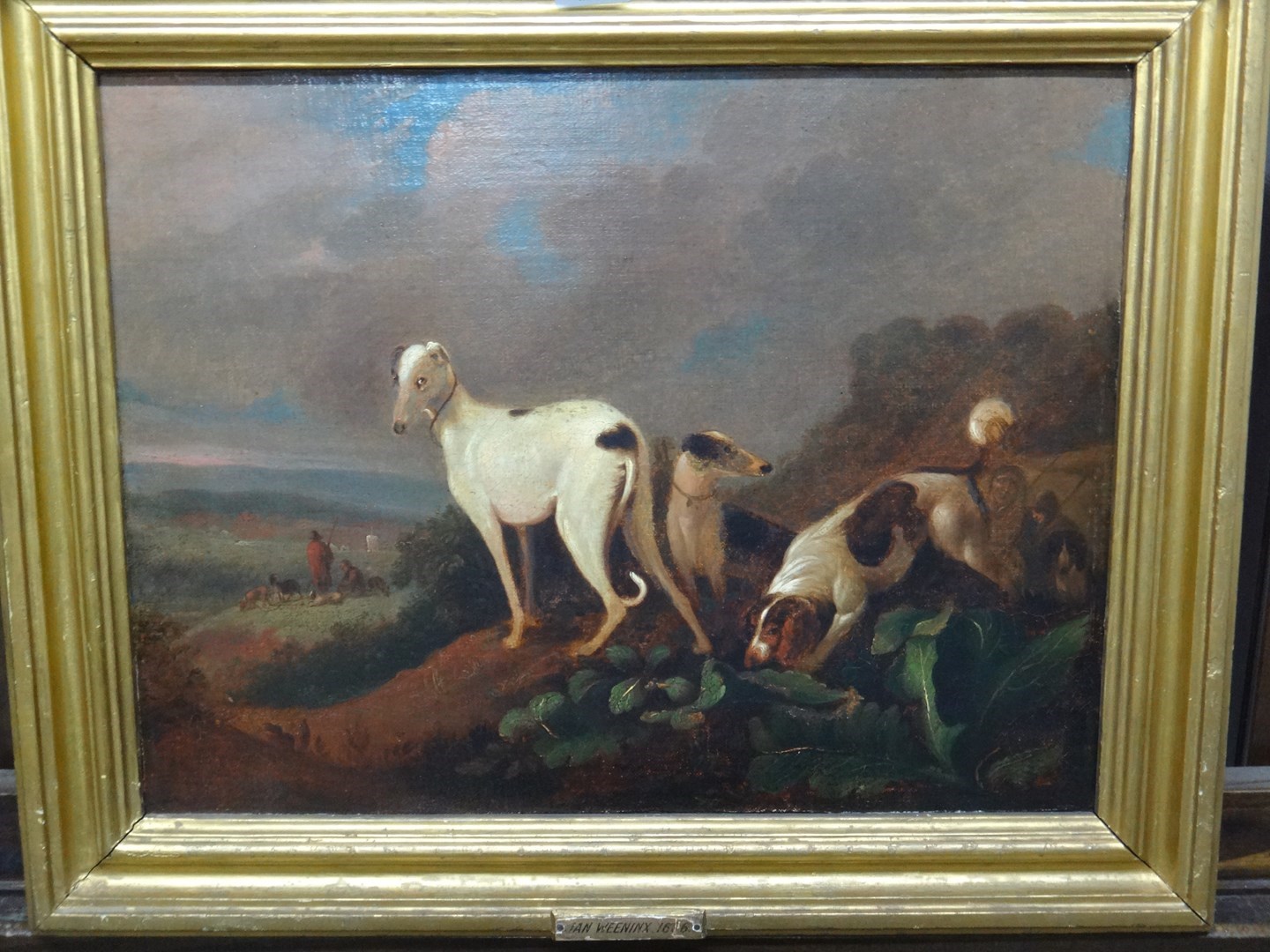 Appraisal: Circle of Adriaen Cornelisz Beeldemaker - Two greyhounds oil on