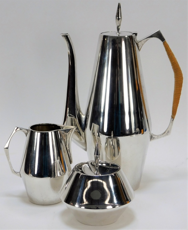 Appraisal: PC GIO PONTI REED AND BARTON SILVER COFFEE SET Italy