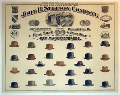 Appraisal: piece Partly-Colored Steel-Engraved Poster John B Stenson Company Hat Manufacturers