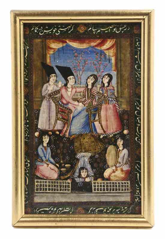 Appraisal: A Persian Lacquered Painting on Board likely th century depicting