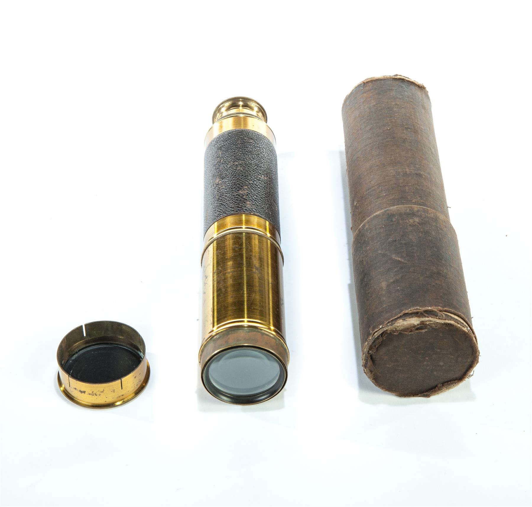 Appraisal: BRASS TELESCOPE American or European th century Collapsible telescope with