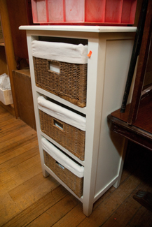 Appraisal: THREE DRAWER WHITE PAINTED LAUNDRY BASKET