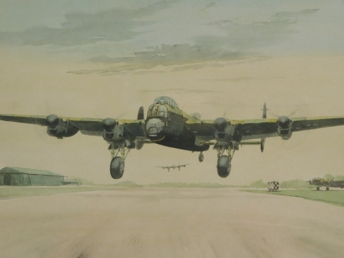 Appraisal: John Larder thC War planes coming in to land watercolour