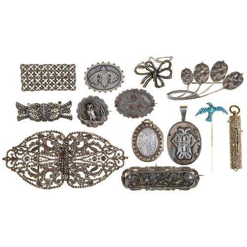 Appraisal: Miscellaneous vintage costume jewellery the silver articles including two Victorian