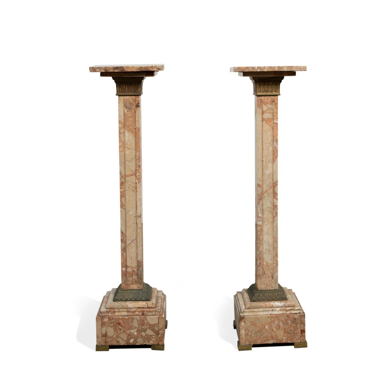 Appraisal: PR RED BRECHE D'ALEP SQUARE MARBLE PEDESTALS Italian th century