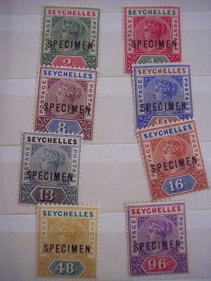 Appraisal: Seychelles - set of eight overprinted specimen with full gum