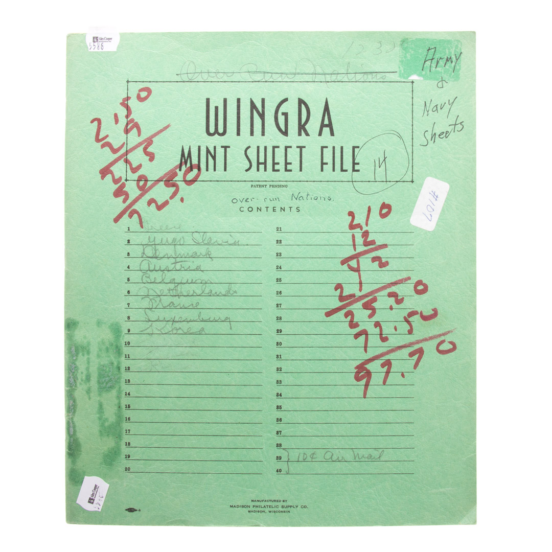 Appraisal: Wingra mint sheet book of stamps sheets of uncut stamps