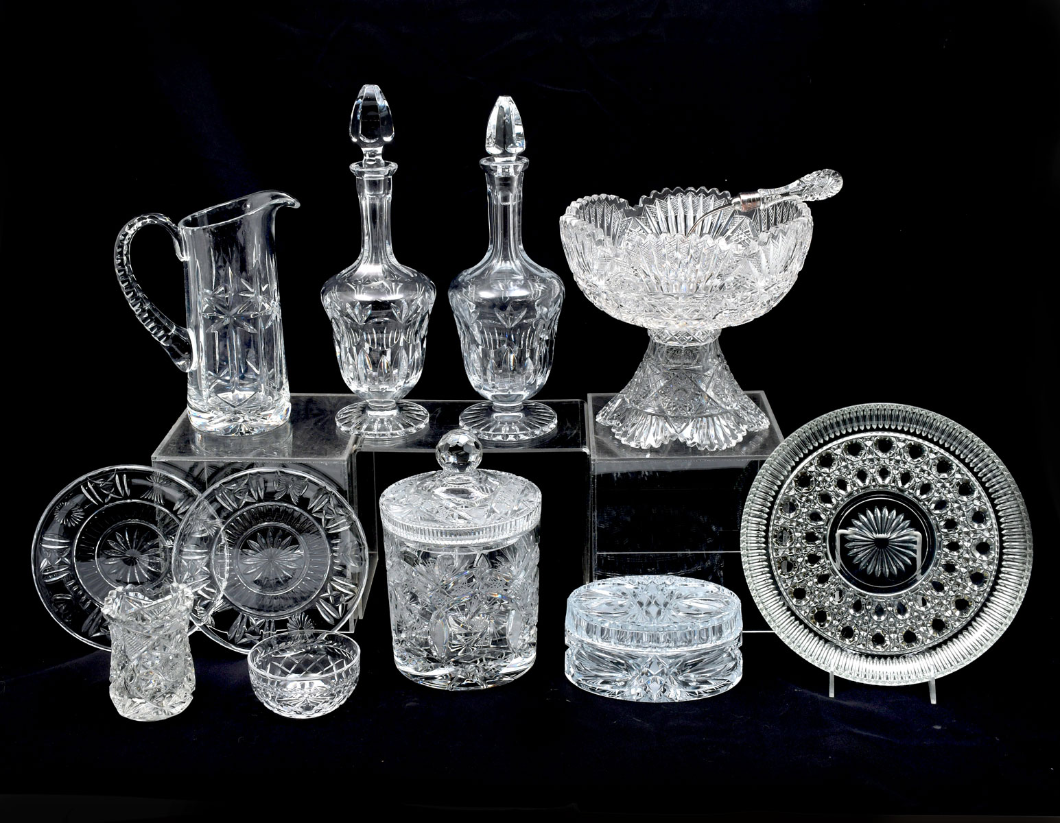 Appraisal: PC CRYSTAL COLLECTION Comprising a pair of decanters ice bucket