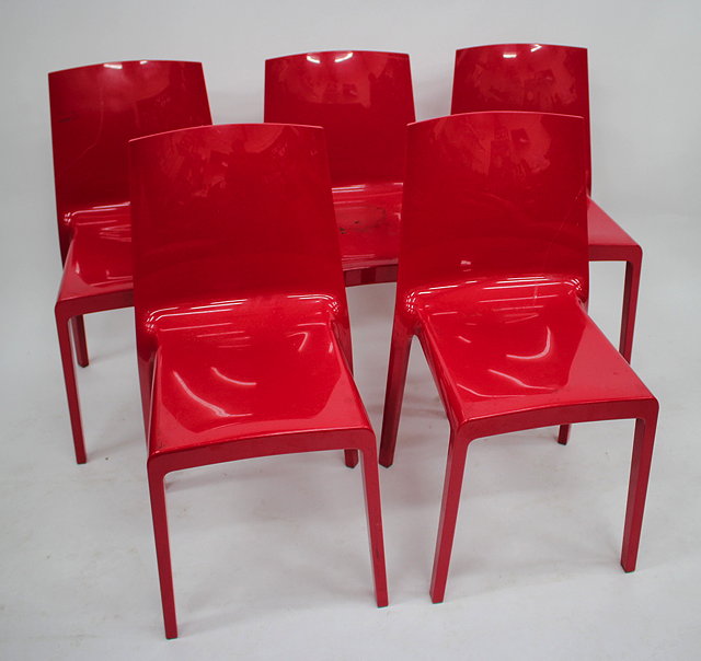 Appraisal: A SET OF FIVE TH CENTURY MOULDED PLASTIC DINING CHAIRS