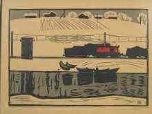 Appraisal: A Russian print of an industrial scene monogram BP Cyrillics