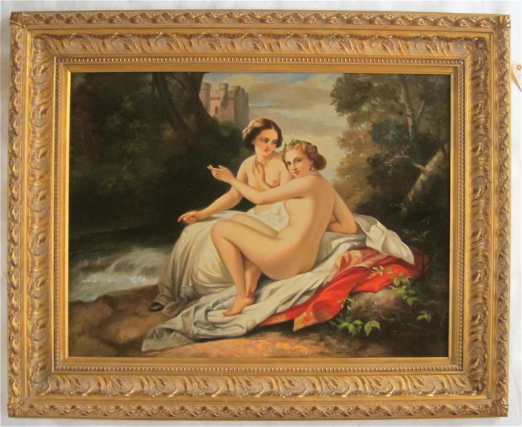 Appraisal: B HOPEMAN OIL ON CANVAS th st century two nudes