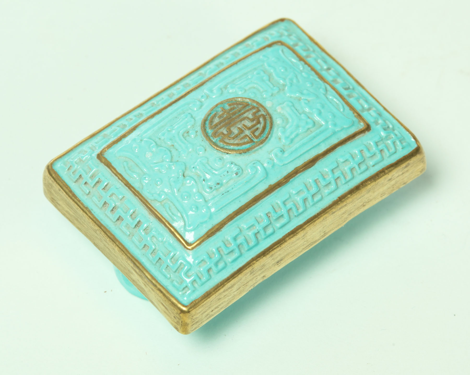 Appraisal: BELT BUCKLE China Republic Period A gilt and turquoise glazed