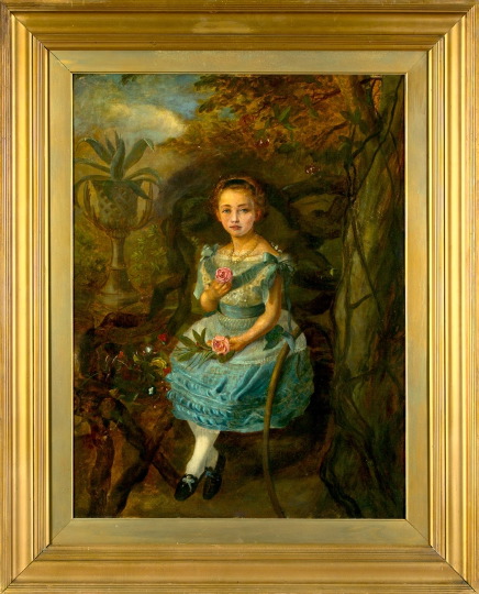 Appraisal: Southern School th Century Portrait of a Young Girl in