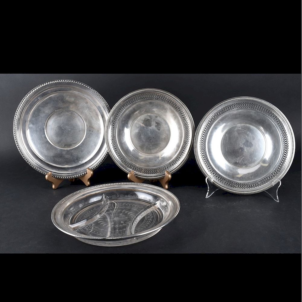 Appraisal: Sterling Tableware Grouping of Four Vintage Sterling Silver Tableware Includes