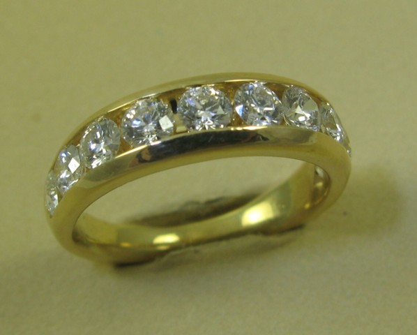 Appraisal: DIAMOND AND EIGHTEEN KARAT GOLD RING set with ten round-cut