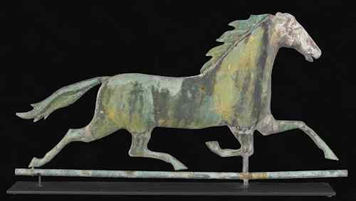 Appraisal: Full-bodied running horse weathervane retaining its excellent original verdigris surface