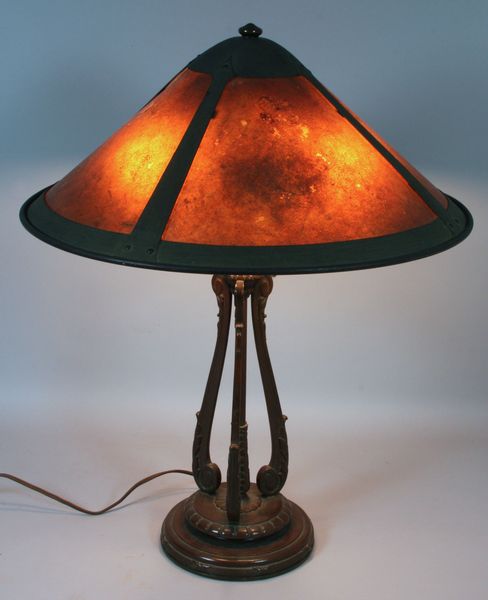 Appraisal: Handel bronzed white metal lamp base with Dirk Van Erp