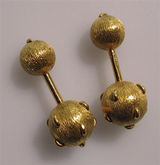 Appraisal: Tiffany Co k Gold Studded Barbell Cufflinks grams