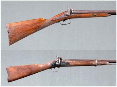 Appraisal: Two muzzle loading shotguns Fisher percussion shotgun - in double