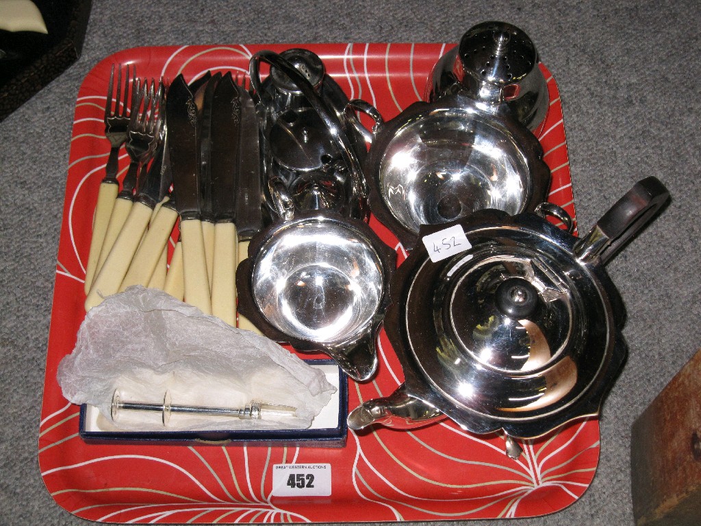 Appraisal: Tray lot of EP - tea service condiments etc