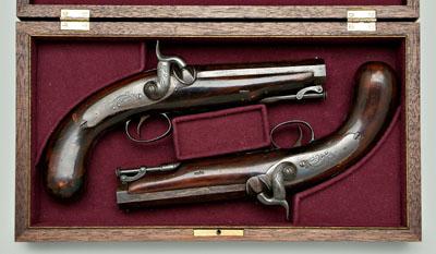 Appraisal: Pair English percussion pistols muzzle loading approximately caliber marked on