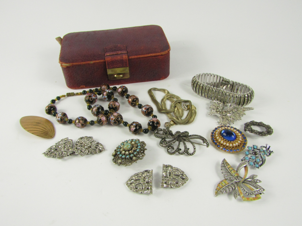 Appraisal: Two Art Deco style clip brooches and other costume jewellery