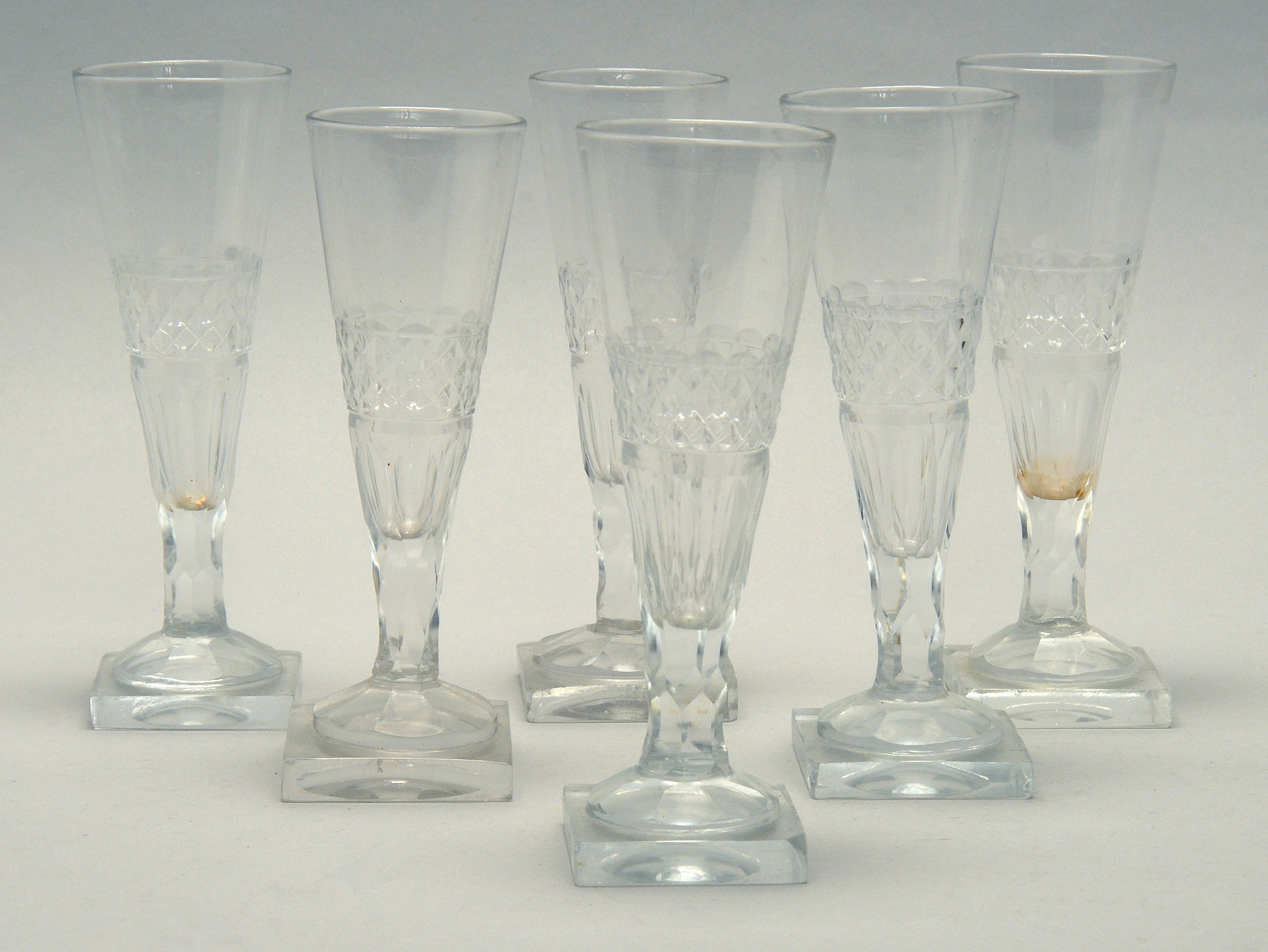 Appraisal: SET OF SIX IRISH CRYSTAL CHAMPAGNE FLUTES Early th CenturyWith