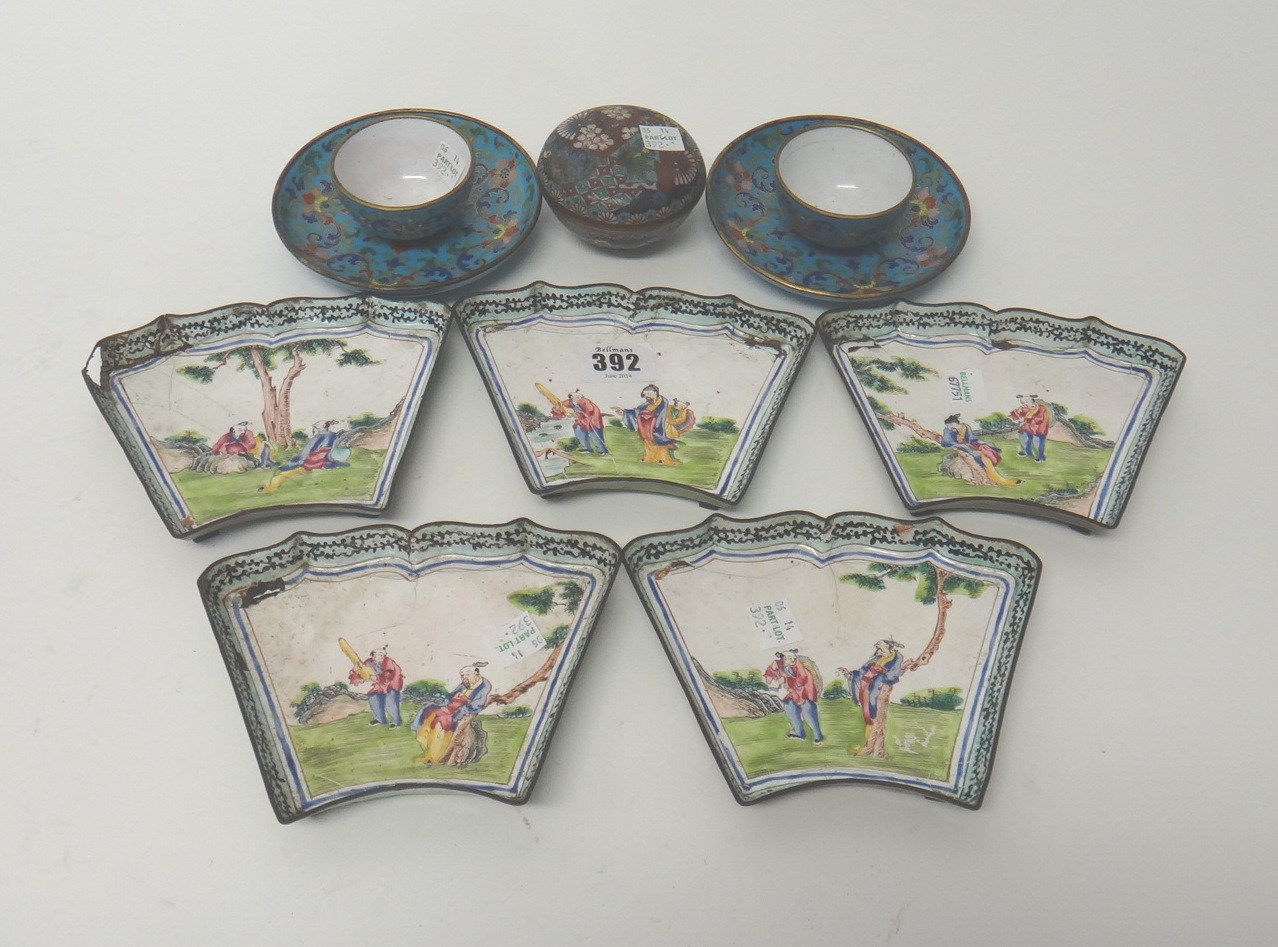 Appraisal: A pair of Canton enamel teabowls and saucers th century