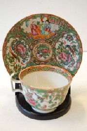 Appraisal: th CENTURY CHINESE FAMILLE ROSE TEAPOT WITH CUP AND SAUCER