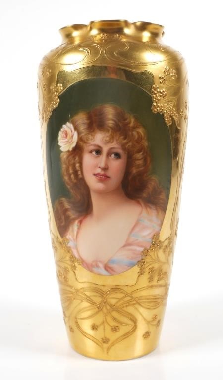 Appraisal: Circa Richard Klemm Dresden Art Nouveau vase with portrait bust