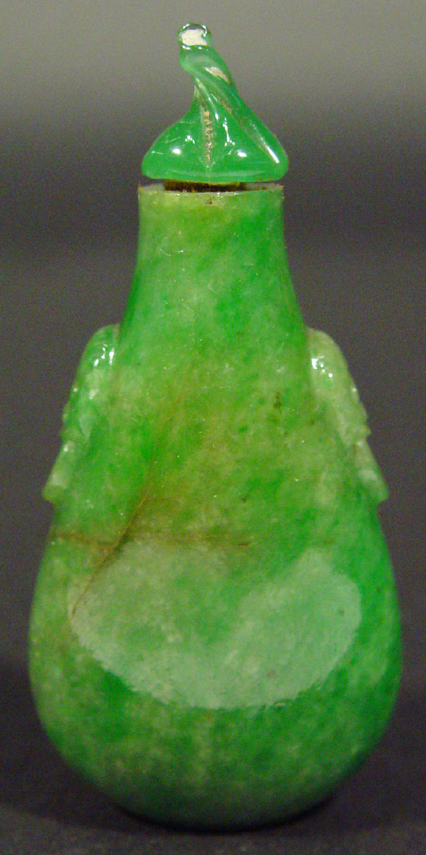 Appraisal: th Century Chinese emerald green jade scent bottle and stopper