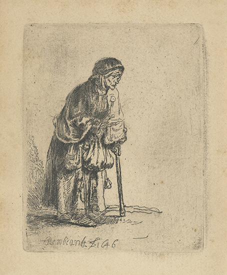 Appraisal: REMBRANDT VAN RIJN Beggar Woman Leaning on a Stick Etching