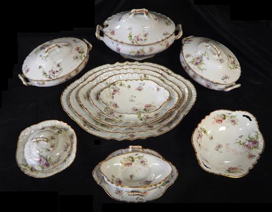 Appraisal: Theodore Haviland Limoges serving pieces eleven pieces white and pink