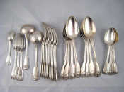 Appraisal: Victorian silver fiddle shell and thread pattern flatware seven table