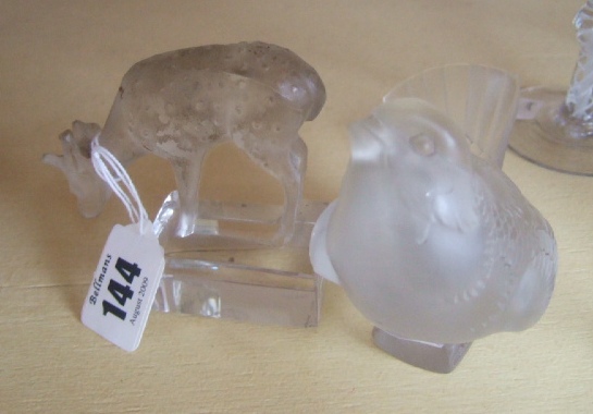 Appraisal: A Lalique clear and frosted glass model of a deer