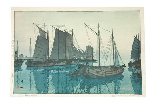 Appraisal: WOODBLOCK PRINT NEW MOON BY HIROSHI YOSHIDA JAPAN - Signed