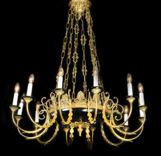 Appraisal: French Empire style -light chandelier executed in dor and ebonized