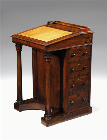 Appraisal: William IV rosewood and mahogany davenport circa With a hinged