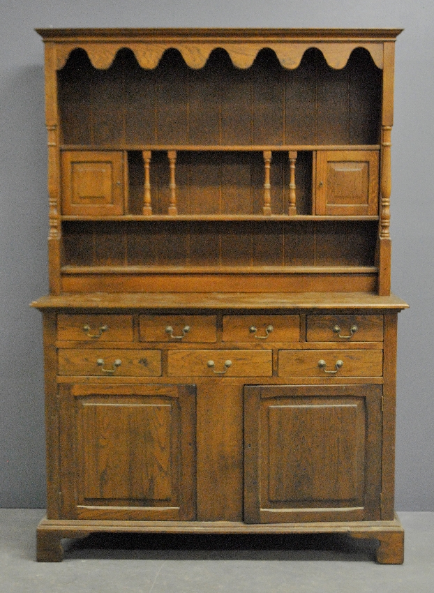 Appraisal: - Oak two-piece open cupboard th c h x w