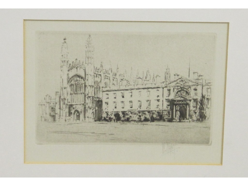 Appraisal: WILLIAM WALCOT R E Drypoint 'Kings College Cambridge' signed in