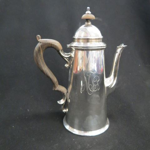 Appraisal: Sterling Silver Coffee Pot light house style wood handle finial