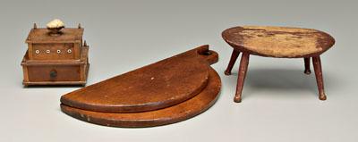 Appraisal: Stool work board and thread case stool with turned legs