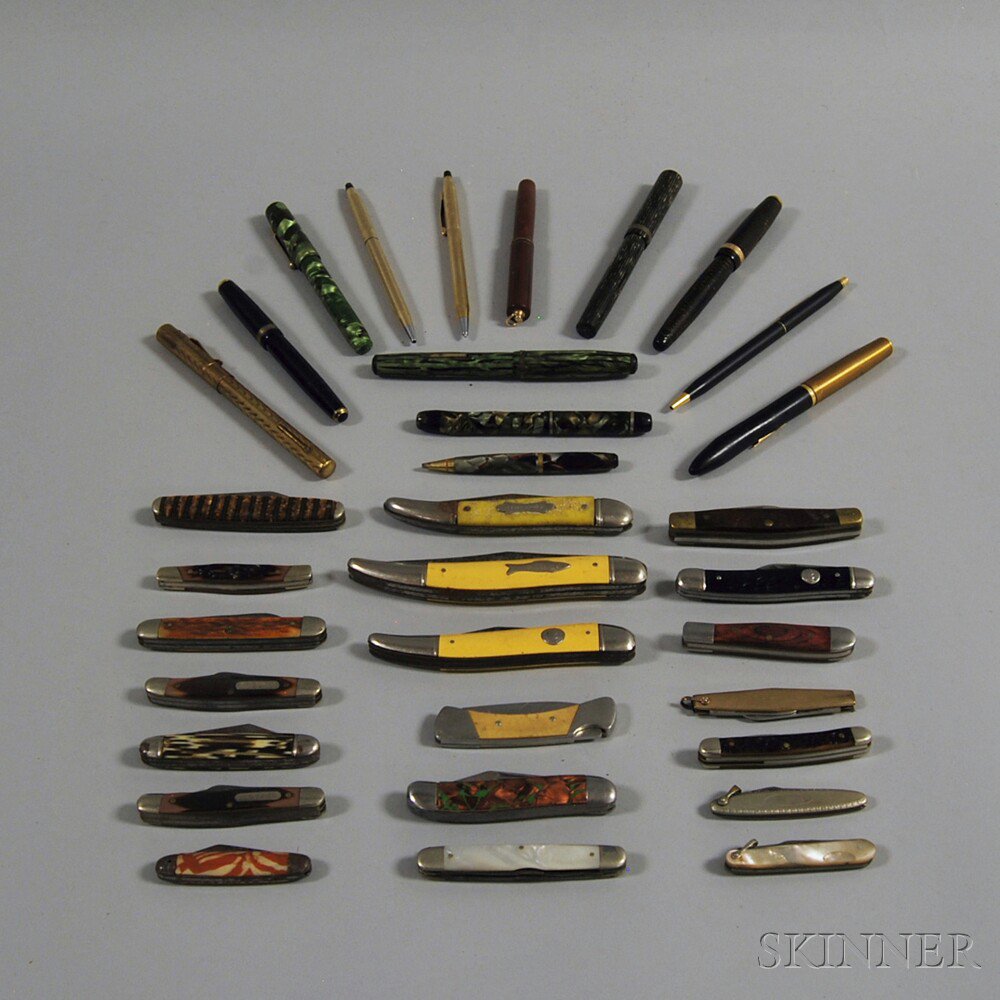 Appraisal: Collection of Penknives and Fountain Pens including Meader Visava Iridium