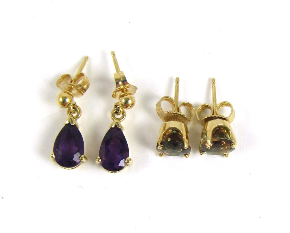 Appraisal: TWO PAIRS OF FOURTEEN KARAT GOLD EARRINGS including a pair